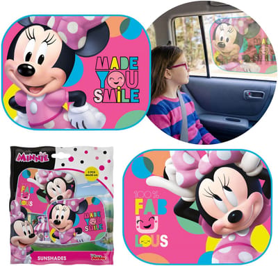 DISNEY Minnie Mouse Zonneschermen voor de autoruit, beschermhoezen met zuignappen, set 2 stuks