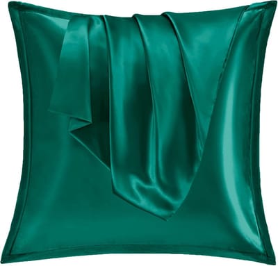 Famanu - Satijnen kussenslopen 65x65 cm groen set 2, zijdeachtig voor krullend haar, satijn met ritssluiting en wasbaar