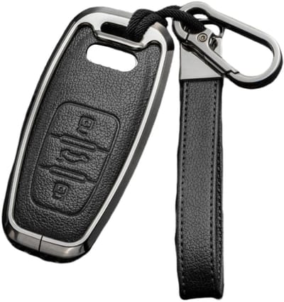 Dailygoods- Autosleutelhoes Zinklegering/Leer - Antidiefstal - Waterdicht - Krasbestendig - Perfecte Pasvorm - 3 Toetsen - Sleutelhoes