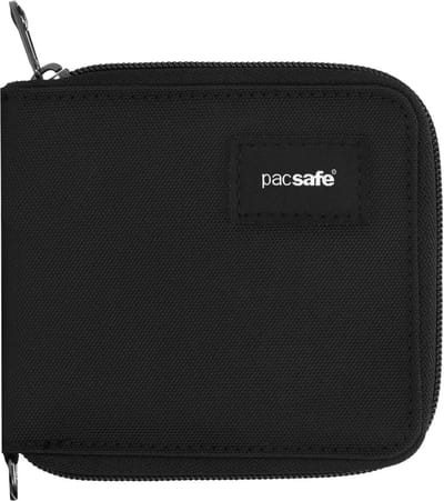 Pacsafe Portemonnee - 11 x 8 x 2 cm - Pasjeshouder - RFID-blokkerend - Beveiligde Portemonnee - Anti-diefstal Pasjeshouder - Gerecycled Polyester - Zwart