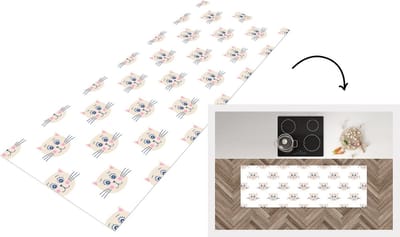 Keukenloper - Loper keuken - Katten - Meisje - Pastel - Patroon - Kinderen - 150x50 cm - Keukenloper vinyl