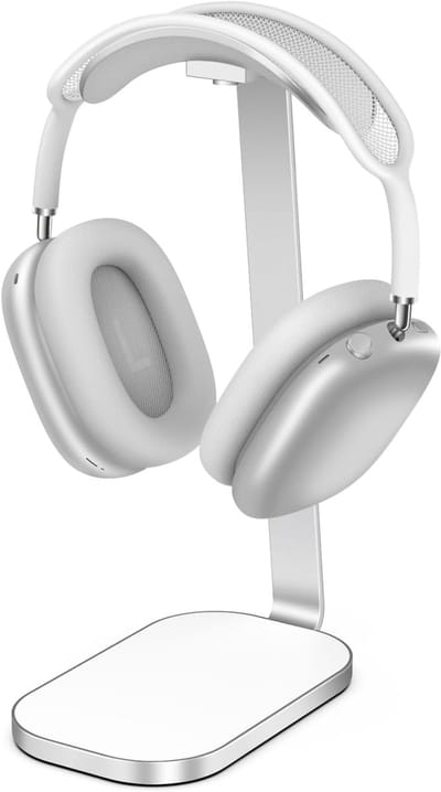 Headsethouder, robuuste hoofdtelefoonsteun voor AirPods Max, hoofdtelefoonaccessoires voor op het bureau, gemaakt van aluminium, ABS en siliconen - wit