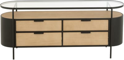 J-Line kast Ivy - ijzer - naturel/zwart