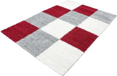 Hoogpolig vloerkleed Life - rood, beige - wit - 80x150 cm