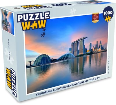 Puzzel Kleurrijke lucht boven Gardens by the Bay - Legpuzzel - Puzzel 1000 stukjes volwassenen