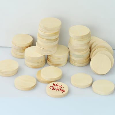 50 Stuks Beukenhouten Schijven voor Handwerk - Ronde Houten Cirkel Schijven van 30 mm en 5 mm Dik
