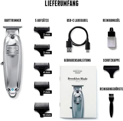 Professionele USB-C Baardtrimmer Heren - 5-in-1 RVS Trimmer met QuickCharge