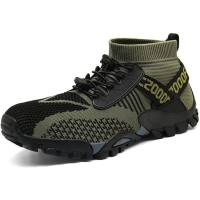 Herenschoenen Bergbeklimmen Nieuwe Ademende Flyknit Schoenen Casual Mode Heren- en Damesschoenen plus Maat Herenschoenen Ademende Outdoor Sneakers 45 black