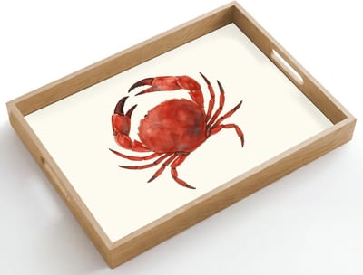 Dienblad hout 50x35 cm - Schootdienblad - Krab - Felrood - Poten - Borrelplank rechthoek - Plateau dienbladen