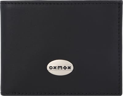 oxmox Leren portemonnee Leather RFID Protect Pocketbörse Pure Metal Round Black zwart