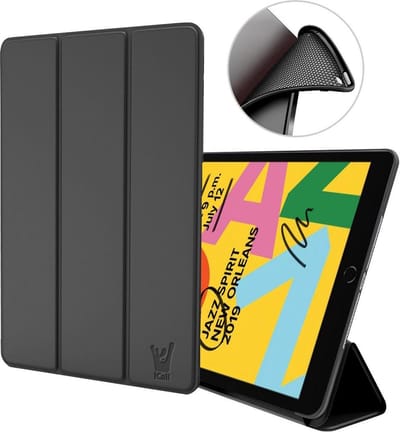 Hoes geschikt voor iPad 2019 / 2020 / 2021 10.2 inch - Trifold Book Case Kunstleer Tablet Hoesje Zwart