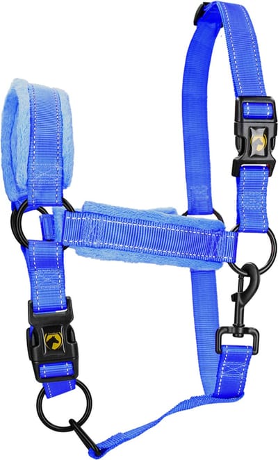 Excellent Horse Superior Essential Halster - S (Shet) - Reflecterend halster voor paard - Paardenhalster met fleece onderlegde neusriem - Geschikt voor paarden - Blauw