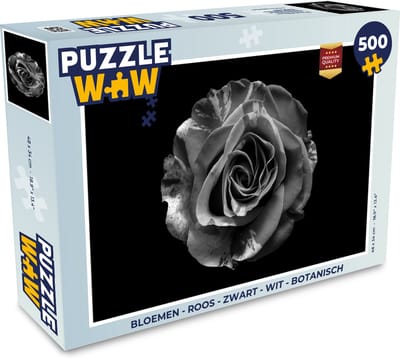 Puzzel Bloemen - Roos - Zwart - Wit - Botanisch - Legpuzzel - Puzzel 500 stukjes