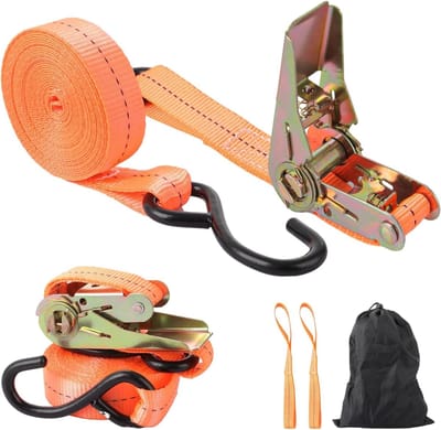 Spanbanden met Ratel - Sjorbanden Vastzetbanden - Lading Zekeren - Dubbele Lussen - 25 cm x 45 m - Oranje