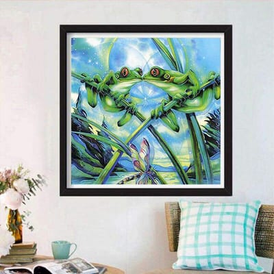 Diamond Painting Mozaïek Kus Kikkers Diamond Strass Borduren Cross Stitch Home Decor 30x30CM blue