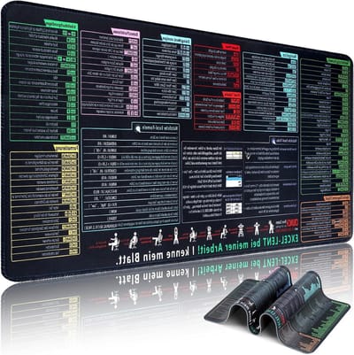 Grote XXL Muismat 900 x 400 mm voor Excel en Word, Antislip Bureau Mat met Sneltoetsen voor Kantoor en Thuisgebruik