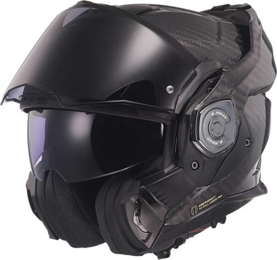 Boxer Helm - Modulaire Motorhelm - Carbon zwart - Lichtgewicht en sterk - Optimale schokabsorptie - Voor Motorrijders