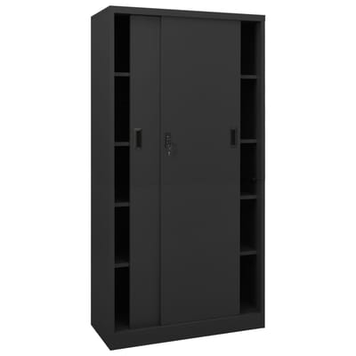 vidaXL - Kantoorkast - met - schuifdeuren - 90x40x180 - cm - staal - antracietkleur