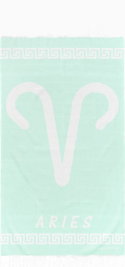 uit Turkije By Aquatolia Hamamdoek Aries Zodiac - 100% Zacht Katoen - Strandlaken - Handdoek - Licht Groen - 100cm x 180cm - Originele hamamdoek uit Turkije