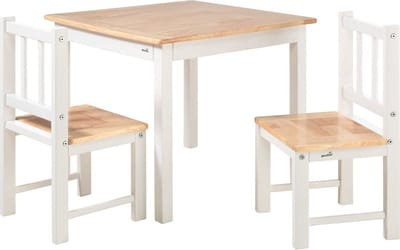 Geuther Kinderstoeljes voor Peuter met Kindertafel - Kinderzitgroep - 3-delige kinderzitgroep van hout - schildertafel voor kinderen - Wit