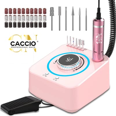 CACCIO® Roze Elektrische Nagelfrees-40.000RPM-Elektrische Nagelvijl set-Nagelvijl elektrisch-Licht Gewicht Techno-Incl. 6nagelbitjes-36 schuurrolletjes-Manicure en Pedicure Voeten en Handen-Vijl-Acrylnagels-Gelnagels-Nepnagels-manicure pedicure set