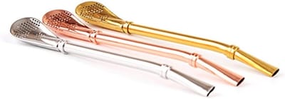 Herbruikbare RVS Drinkrietjes Set - Thee Infuser Filter met Lepel (Goud, Zilver, Roze Goud) voor Duurzaam Gebruik en Milieuvriendelijk Drinken