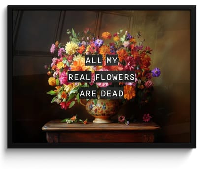 Poster in lijst - Fotolijst 70x50 cm - Posters - Kleur - Bloemen - Vintage - Bloemenvaas - Posterlijst zwart - Decoratie - Wanddecoratie woonkamer - Muurdecoratie slaapkamer