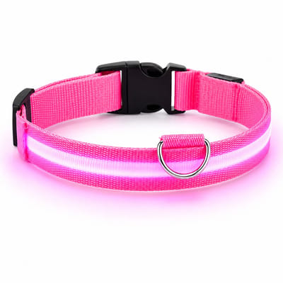 Okado LED Hondenhalsband XL Roze – Lichtgevende Klikhalsband voor Grote Honden – Verstelbaar 52-64 cm – Inclusief Batterij