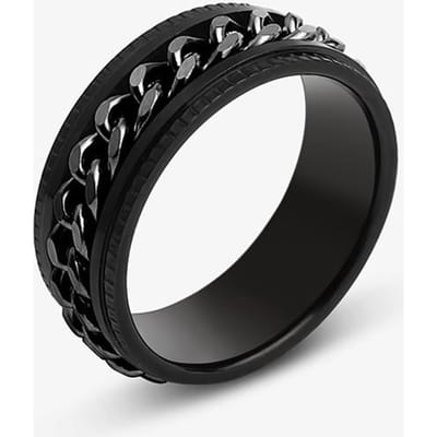Fidget Spinner Mannen Ringen Angst Roterende Roestvrij Staal Ketting Multifunctioneel Anti Stress Ring Accessoires Mannen Ringen 11 black