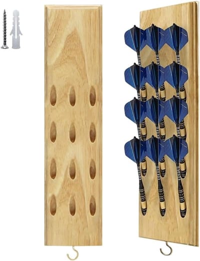 Houten Dart Houder voor 12 Darts, Wandmontage Dart Organizer, Ideaal voor Stalen en Zachte Darts Accessoires