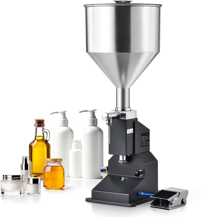 Pneumatische Pastavulmachine, 5-50 ml Flesvuller, Roestvrijstalen Vloeistofvuller met Pedaal voor Melk, Water, Sap, Etherische Olie, Shampoo, Cosmetica, Honing en Lotion