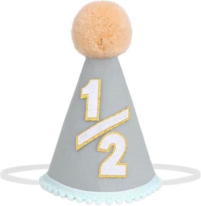 Solidchoice - Feestelijke Halfjarig Verjaardag Hoed met Pompoms