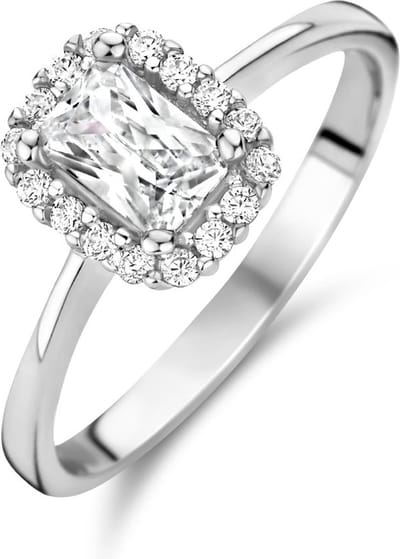 Gerhodineerd Zilver Ring Met Zirkonia Halo 1335365