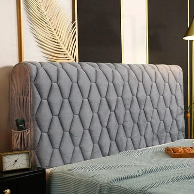 Luxe dikke fluwelen gewatteerde hoofdbordhoes effen kleur hoogwaardige all-inclusive bedovertrek zachte pluche bedhoofdhoes W150 x H68cm