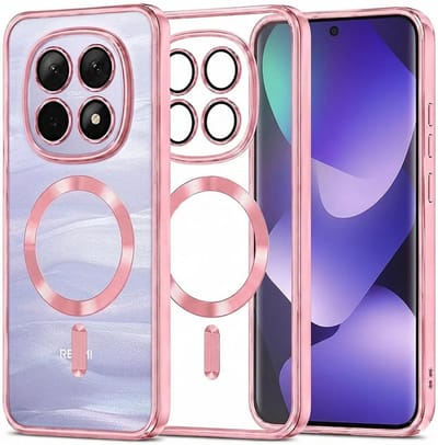 Hoesje geschikt voor Xiaomi Redmi Note 15 4G/5G / Xiaomi Poco M8 - Techsuit Luxury Crystal Back Cover - Geschikt voor MagSafe - Transparant/Roze