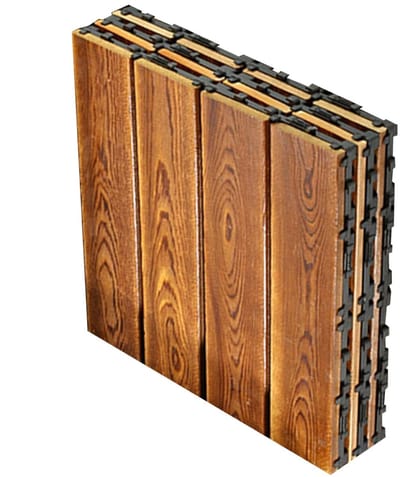 Houten Vloertegels - Terrastegels Vloerbedekking - Buiten Binnen Gebruik - Antislip Snap Lock - 30 x 30 cm