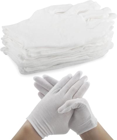 24 Stuks (12 Paar) Witte Katoenen Handschoenen voor Droge Huid, Hydratatie, Eczema en Cosmetica Gebruik