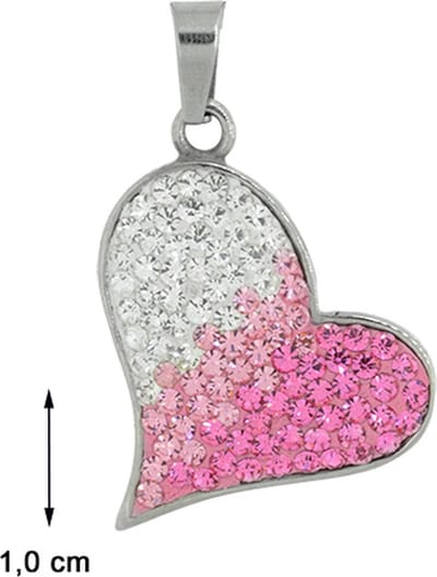 Blinx Jewels Stalen Hanger Hartje Steentjes Zirkonia