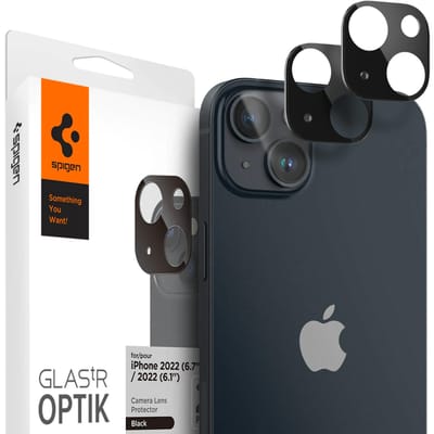 Spigen Optik Lens Protector - Full Camera bescherming (2-pack) voor de Apple iPhone 14 / 14 Plus - Zwart