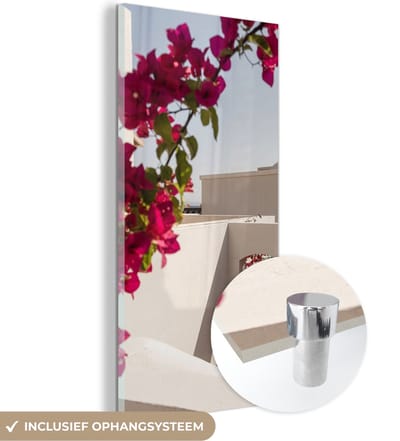 MuchoWow® Glasschilderij 60x120 cm - Schilderij acrylglas - Bloemen - Zomer - Architectuur - Foto op glas - Schilderijen