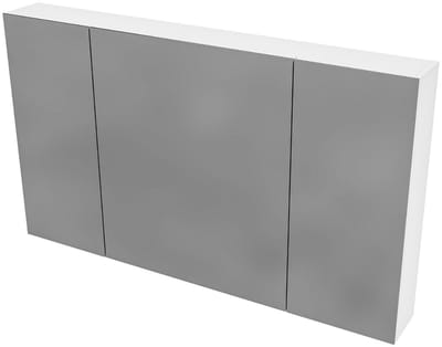 HAYAT spiegelkast – 3 asymmetrische enkelzijdige spiegeldeuren – 120x70x15 cm – Glanzend wit