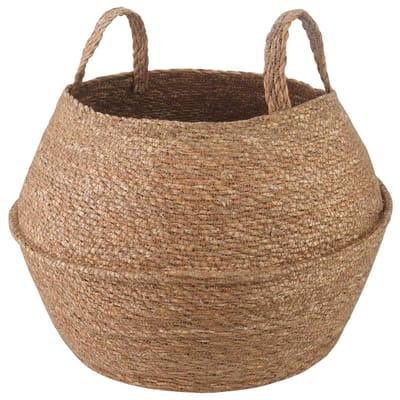 vidaXL Plantenpot met handvatten Naturel Ø 45 x 36 cm 100% Zeegras