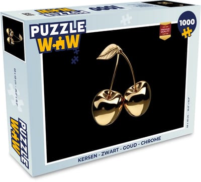 Puzzel Kersen - Zwart - Goud - Chrome - Legpuzzel - Puzzel 1000 stukjes volwassenen