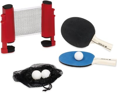 Ping Pong Set - Tafeltennis Set - Spelen op elke tafel - Uittrekbaar net - 3 Ballen - Meerkleurig