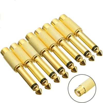 SnelShoppen - 8 Stuks 1/4" Mannelijk naar RCA Vrouwelijk Audio Adapter - Geluidsadapter voor Stereo Apparatuur, Microfoon, Mixer, Camera, Hoofdtelefoo