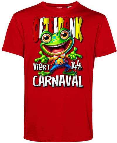 T-shirt Oeteldonk viert Carnaval | Carnavalskleding | Foute Party | Rood | maat XS