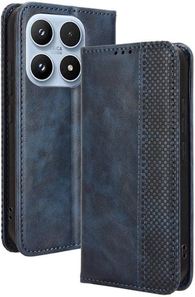 Coverup Hoesje - Geschikt voor Xiaomi 17 Hoesje - Coverup Vintage Style Book Case - Blauw