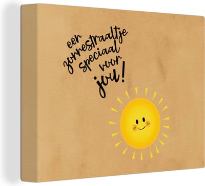 Canvas Schilderij Sterkte - Spreuken - Geel - Zon - 40x30 cm - Wanddecoratie