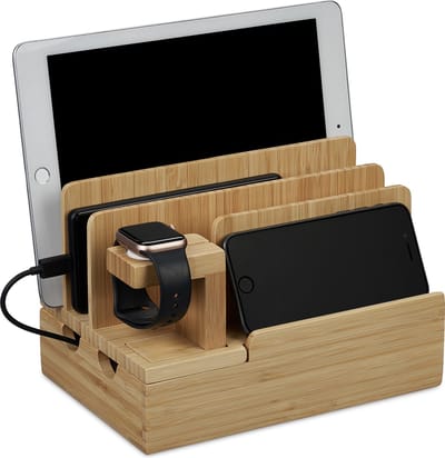 Oplaadstation - geschikt voor apple watch - tablet - bamboe