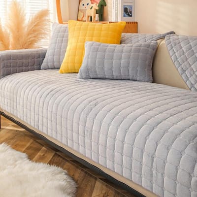 Zachte Bankhoes Verdikte Effen Kleur Flanel Vierkant Gequilt Bankkussen Warm Pluche Velours Antislip Universele Bankleuning 70x70cm 1pc